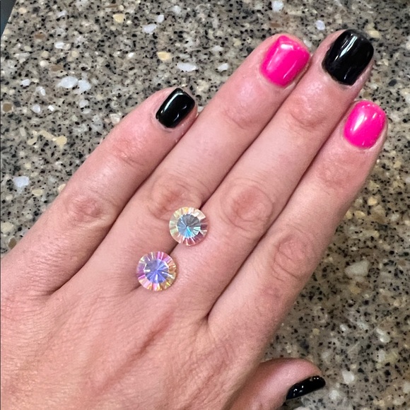 n/a Jewelry - Set 2pcs Iridescent Rainbow Aurora Unicorn Round Unidentified Loose Gemstones